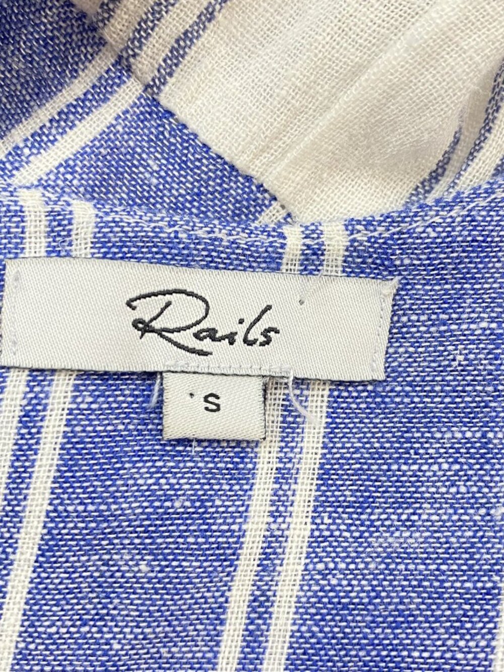 RAILS Women Mattie Mixed Blues Sleeveless Linen Blend Dress Sz S Blue Stripe 4-9 - Picture 9 of 11